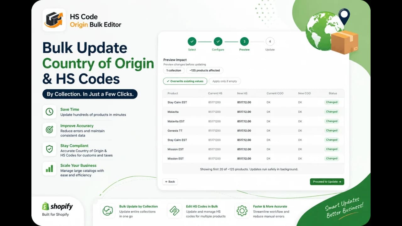 HS Code & Country of Origin Bulk Editor